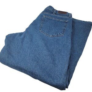 L.L. Bean Fleece Lined Denim Blue Jeans Size 38X32 Straight‎ Leg